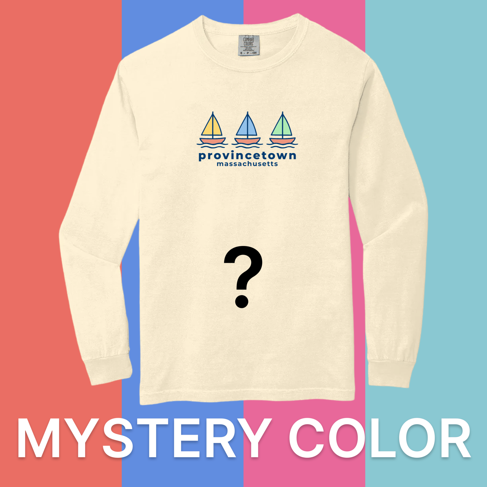 Cape Cod Clothing Company Provincetown Summer Sails Comfort Colors Long Sleeve T-Shirt - Mystery Color