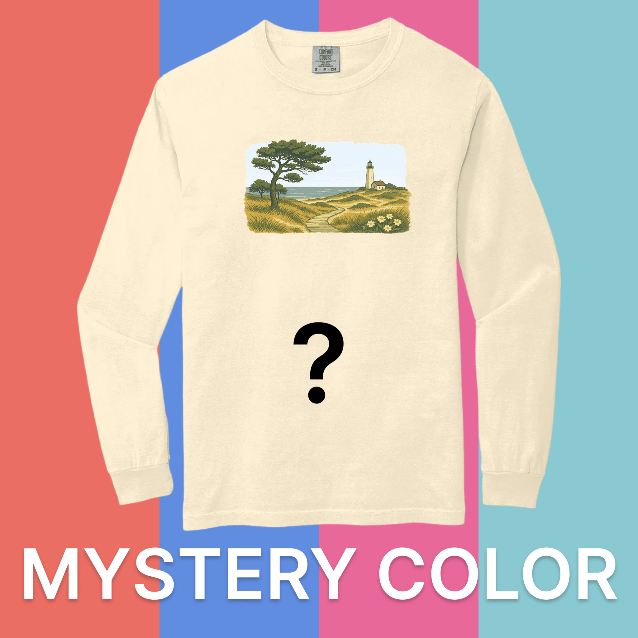 Cape Cod Clothing Company New England Serene Shoreline Comfort Colors Long Sleeve T-Shirt - Mystery Color