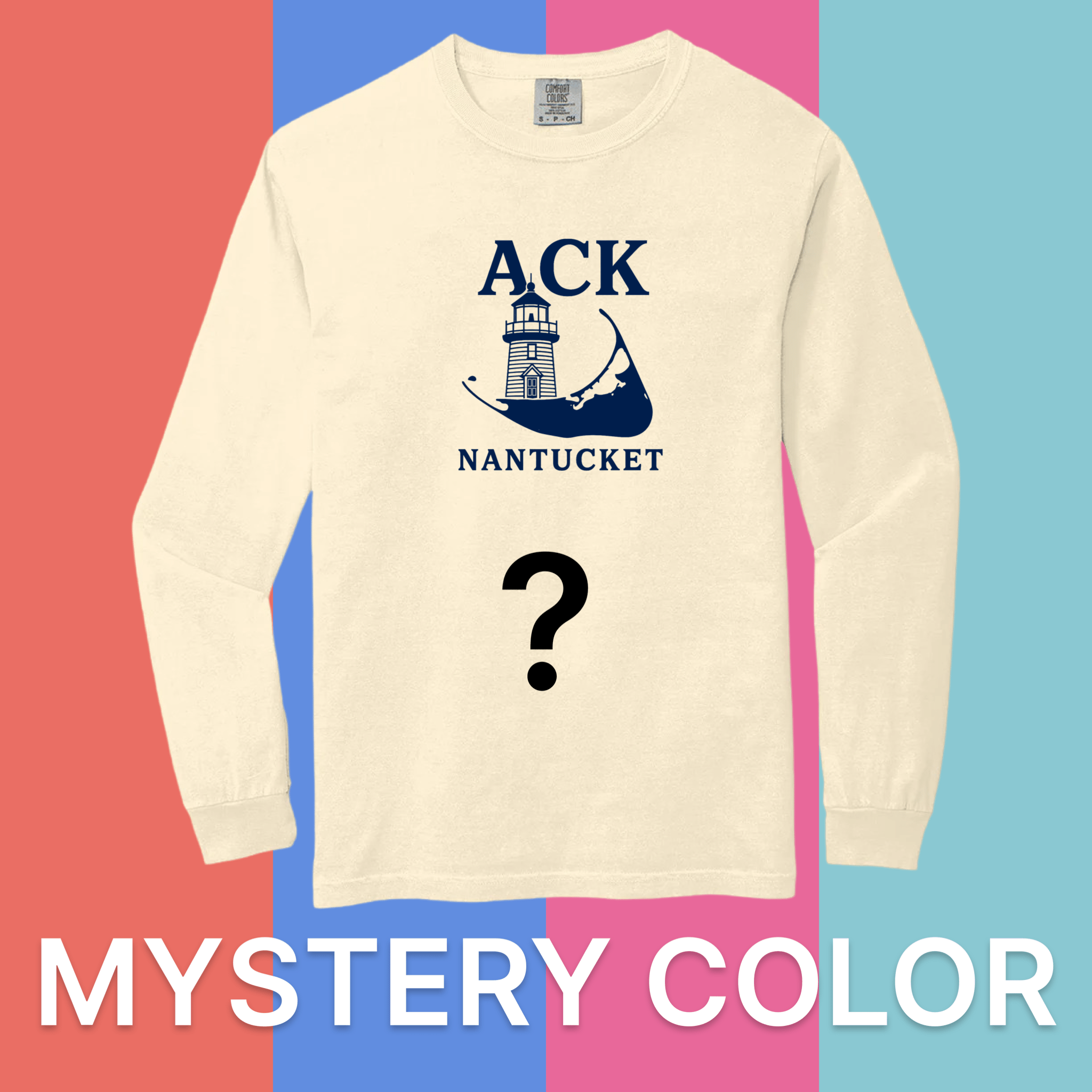 Cape Cod Clothing Company Nantucket ACK Lighthouse Comfort Colors Long Sleeve T-Shirt - Mystery Color