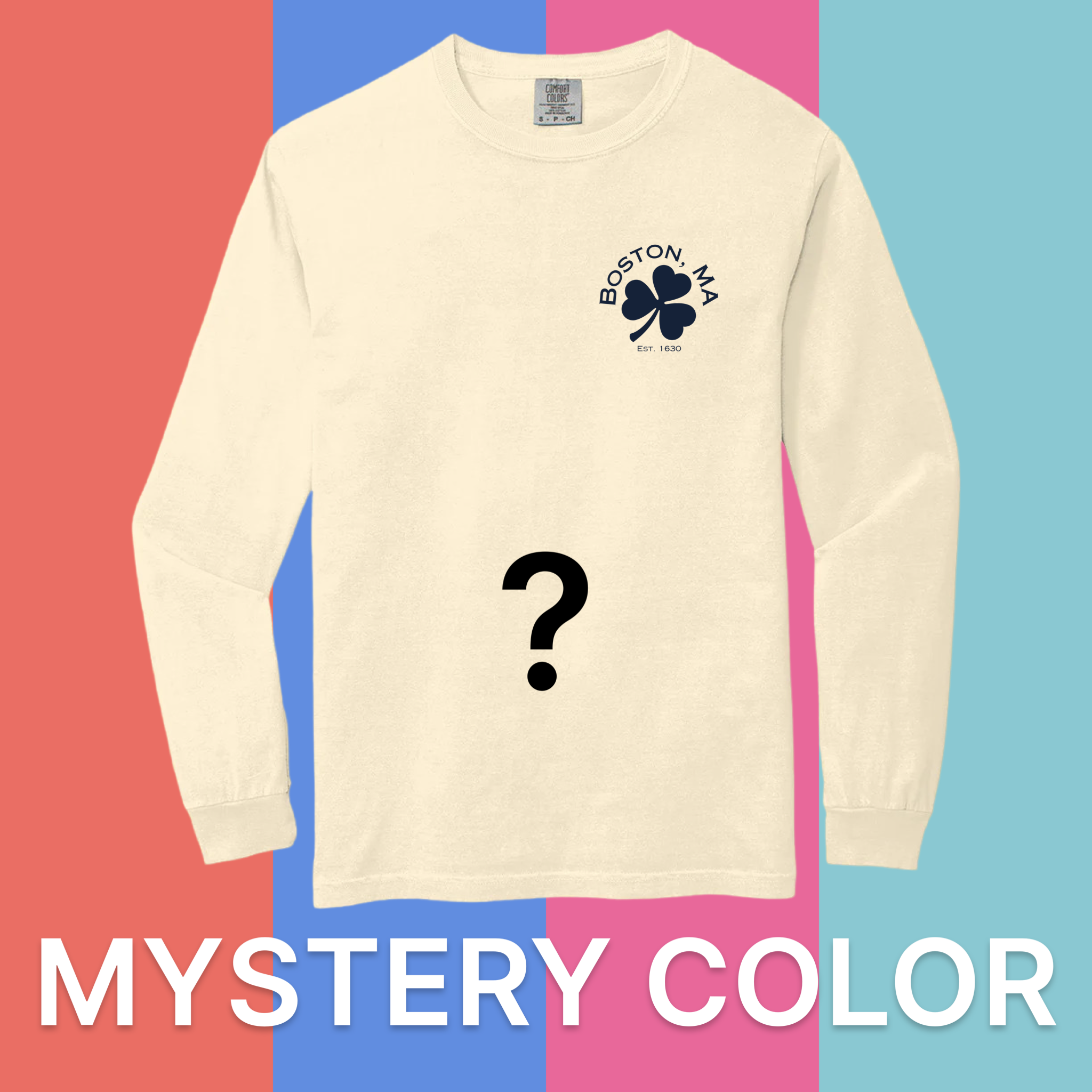 Boston Shamrock Comfort Colors Long Sleeve T-Shirt - Mystery Color