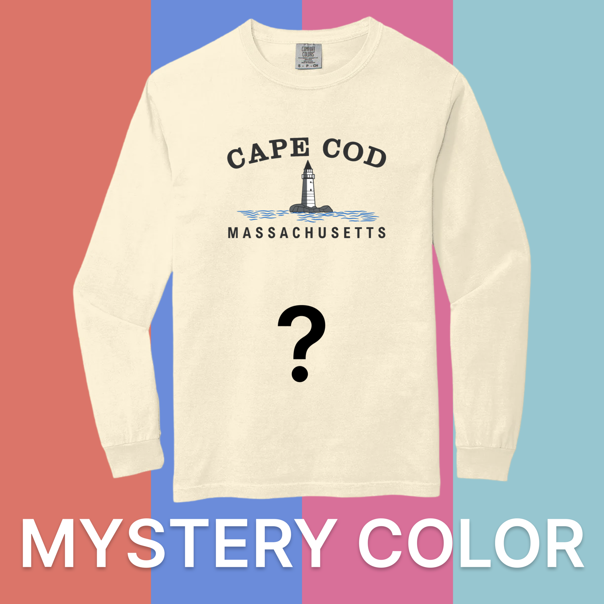 Cape Cod Big Lighthouse Comfort Colors Long Sleeve T-Shirt - Mystery Color