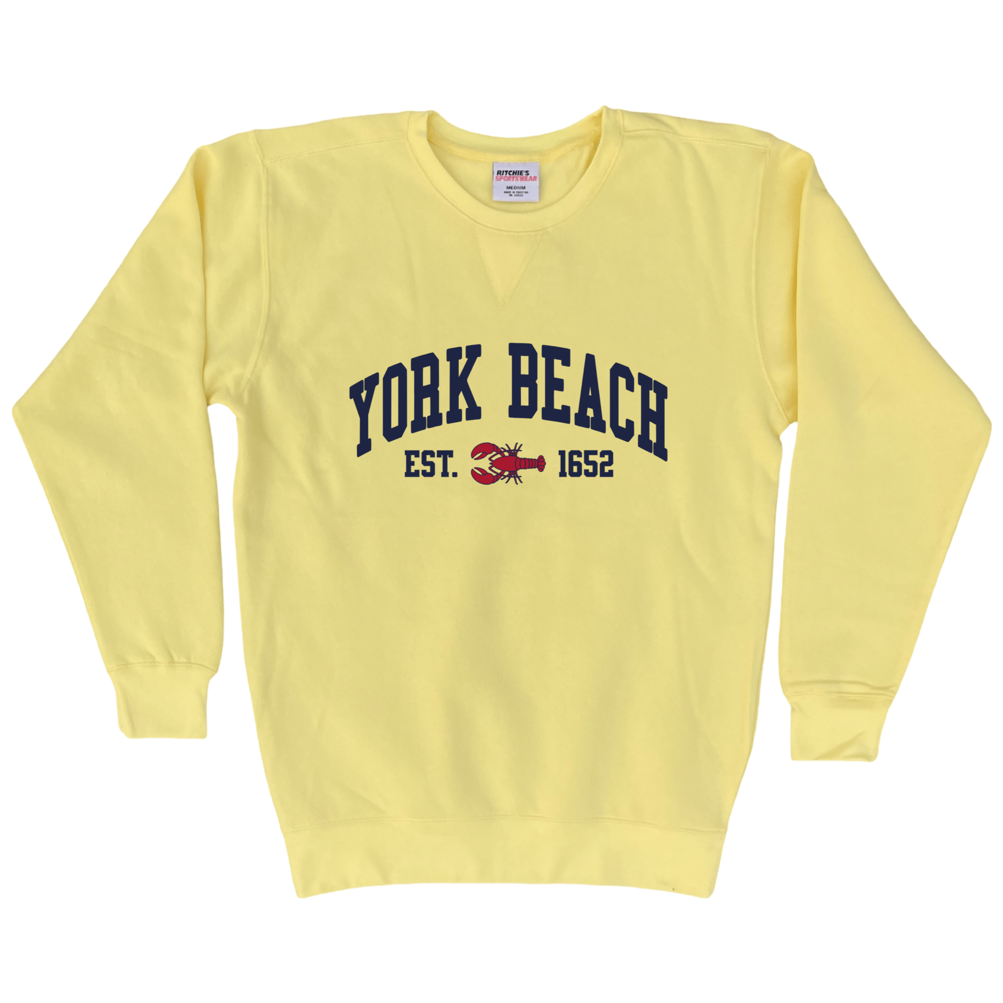 York Beach Lobster Fleece Crewneck Sweatshirt, yellow