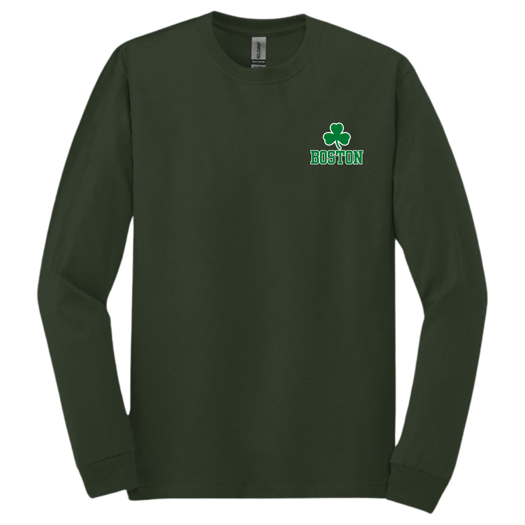 boston green shamrock long sleeve t-shirt, forest green