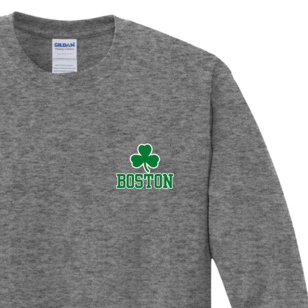 boston green shamrock long sleeve t-shirt, graphite heather