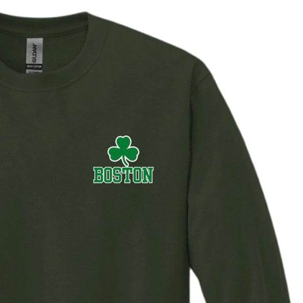 boston green shamrock long sleeve t-shirt, forest green