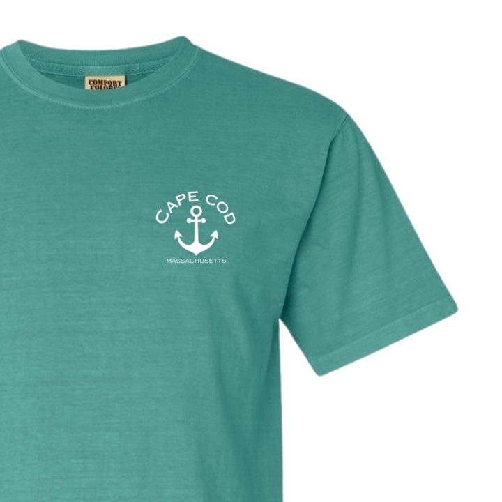 cape cod anchor comfort colors t-shirt, seafoam