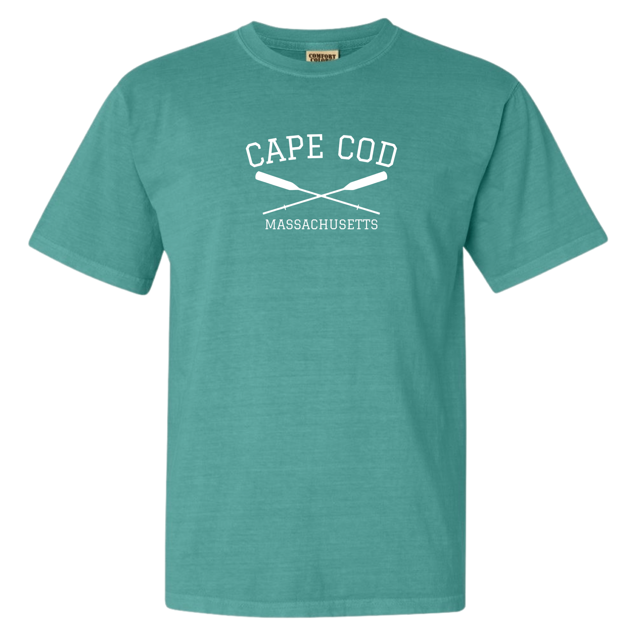 cape cod crossed oar comfort colors t-shirt, seafoam