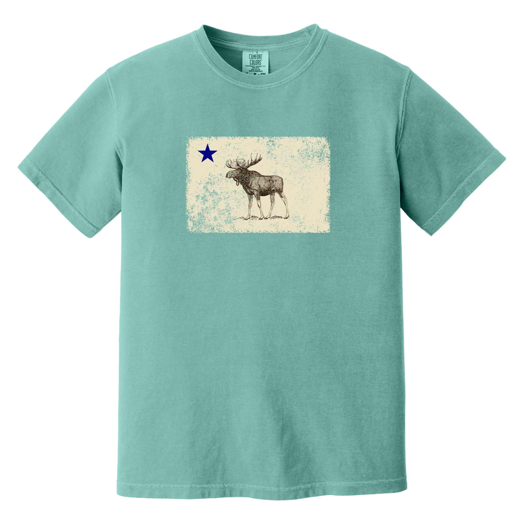 Classic Maine Moose Flag Comfort Colors T-Shirt