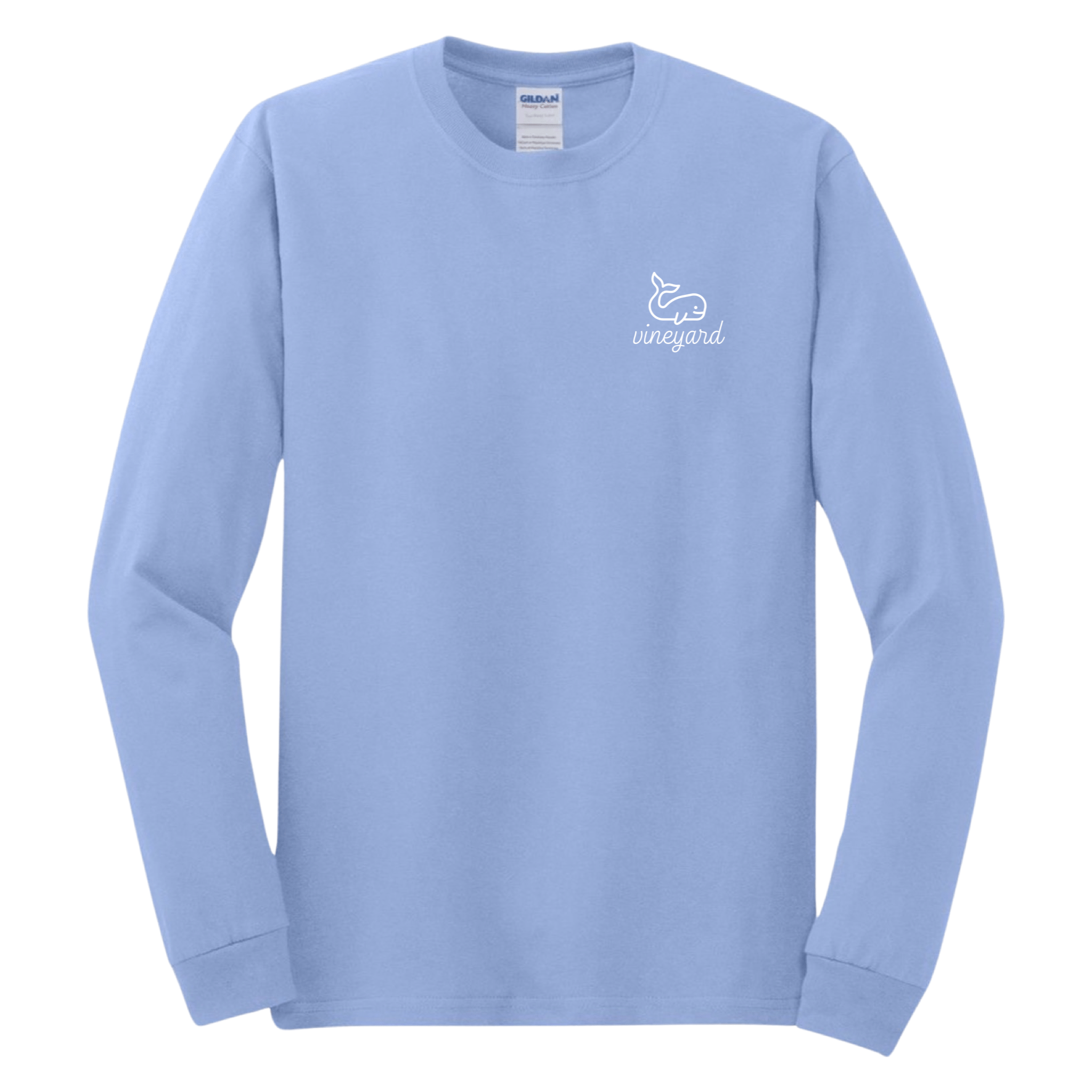 martha's vineyard happy whale long sleeve t-shirt, carolina blue