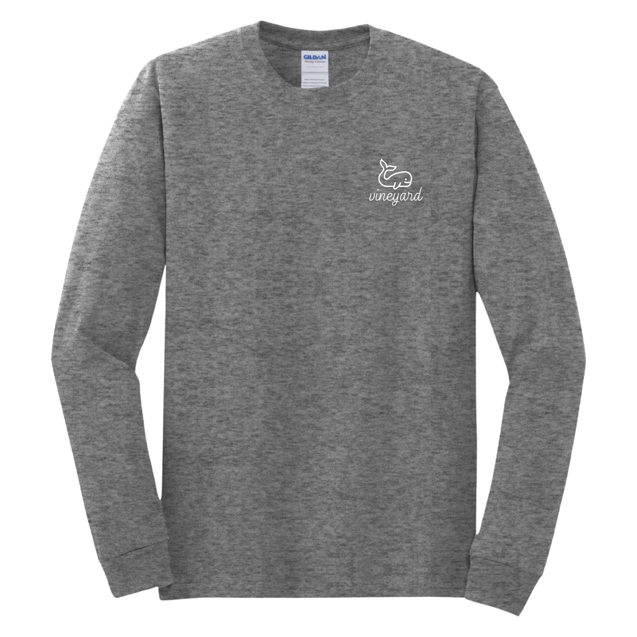 martha's vineyard happy whale long sleeve t-shirt, graphite heather