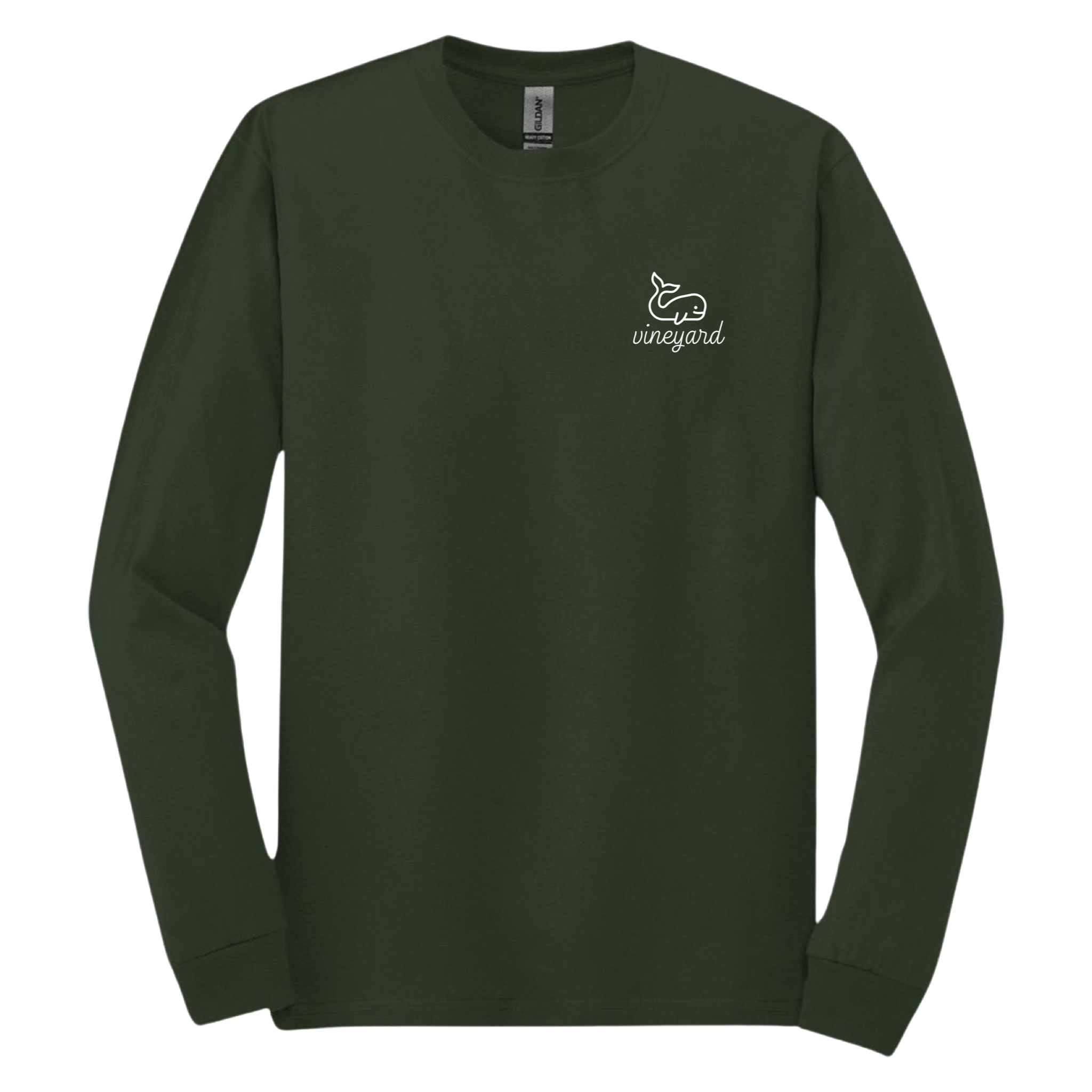 martha's vineyard happy whale long sleeve t-shirt, forest green