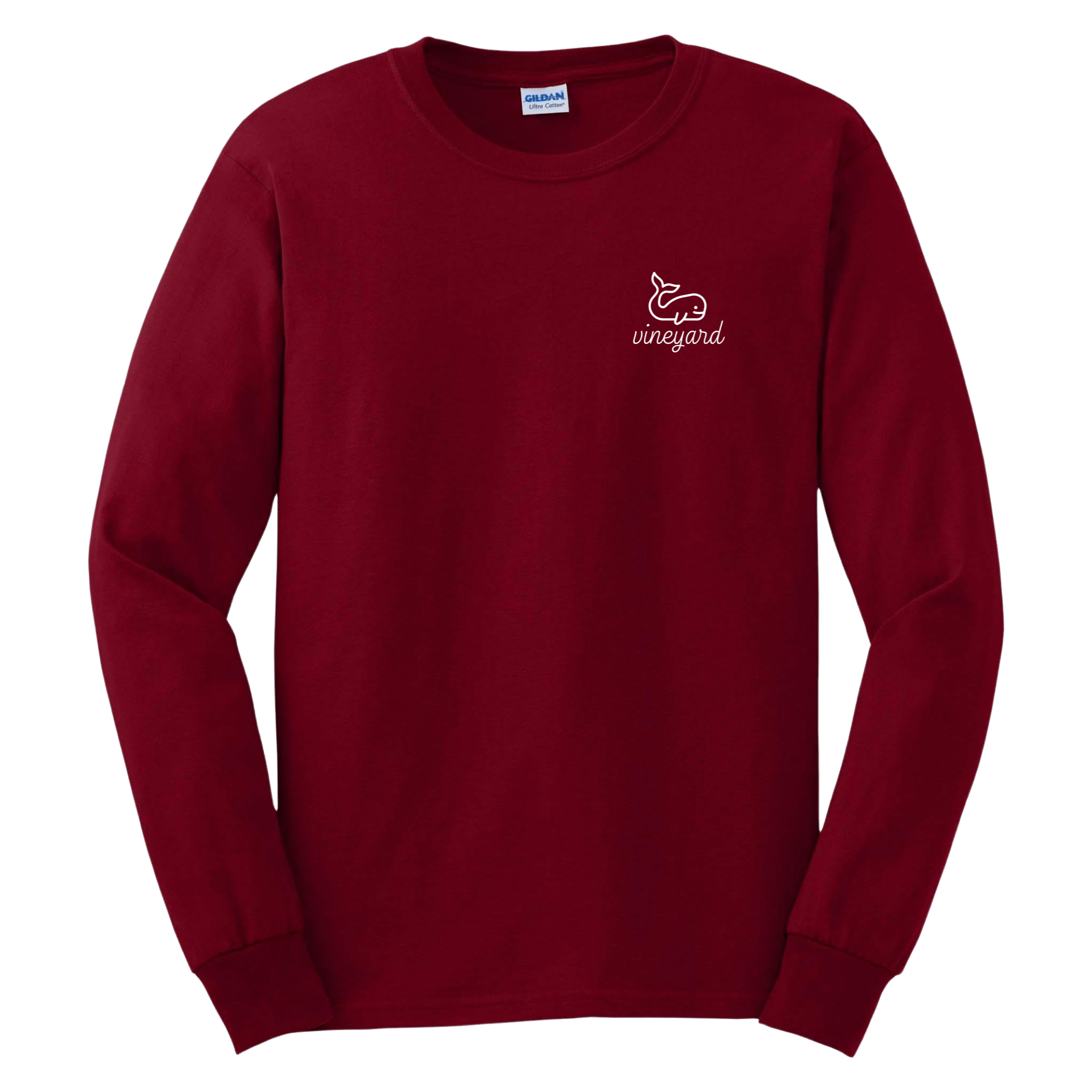 martha's vineyard happy whale long sleeve t-shirt, cardinal red