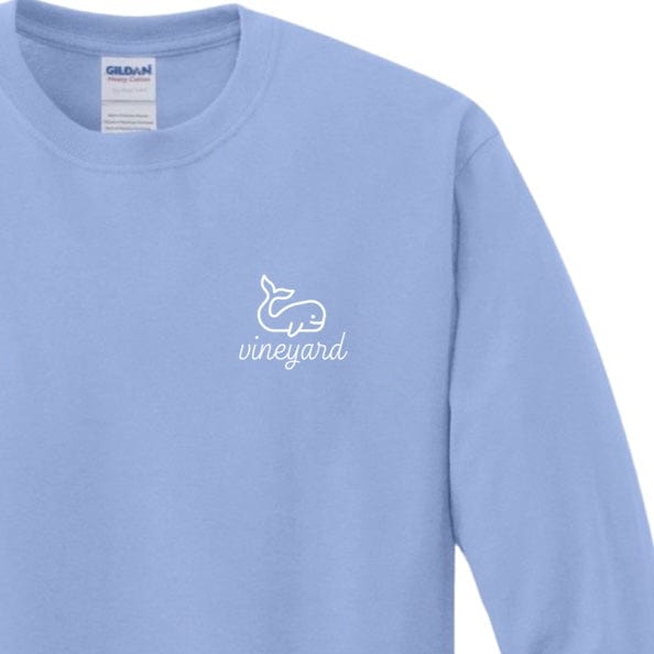 martha's vineyard happy whale long sleeve t-shirt, carolina blue