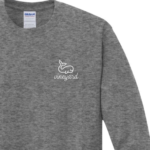 martha's vineyard happy whale long sleeve t-shirt,  graphite heather