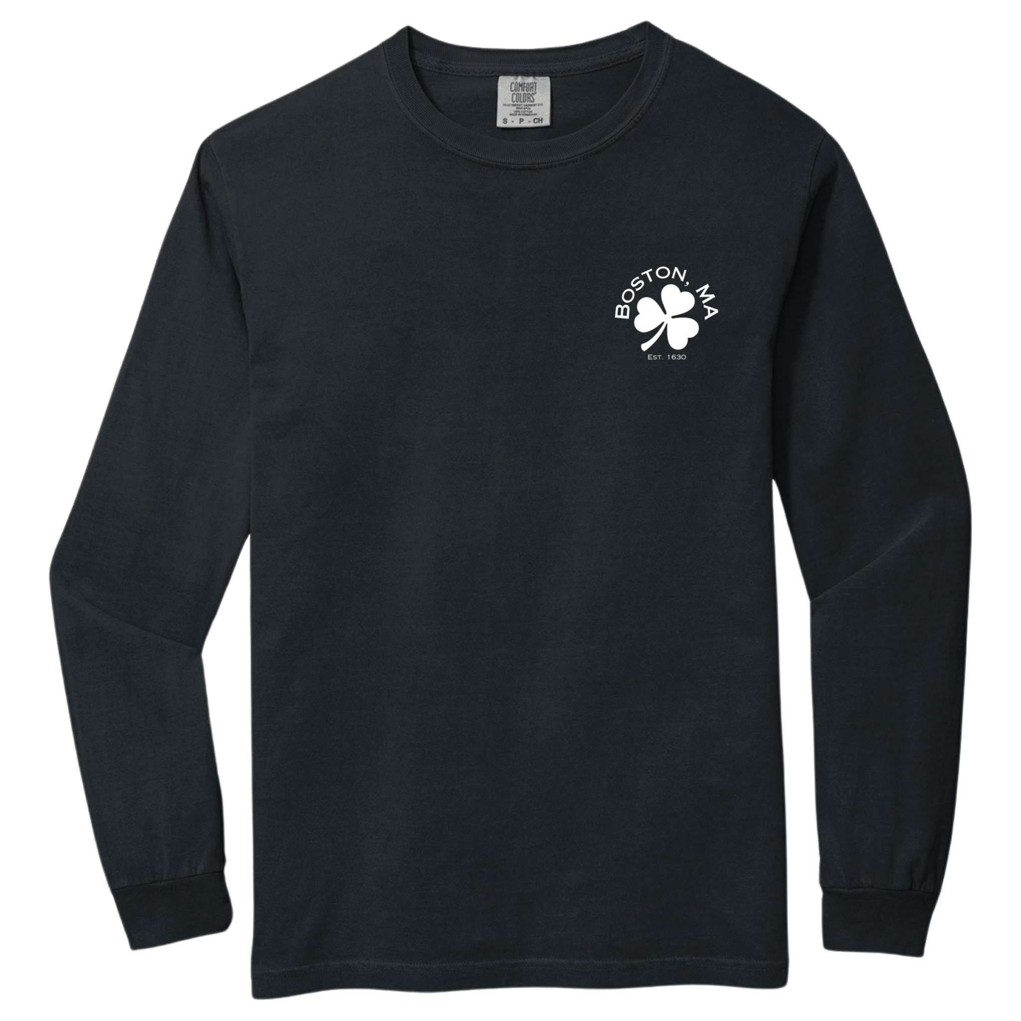 Boston Shamrock Comfort Colors Heavyweight Long Sleeve Tee