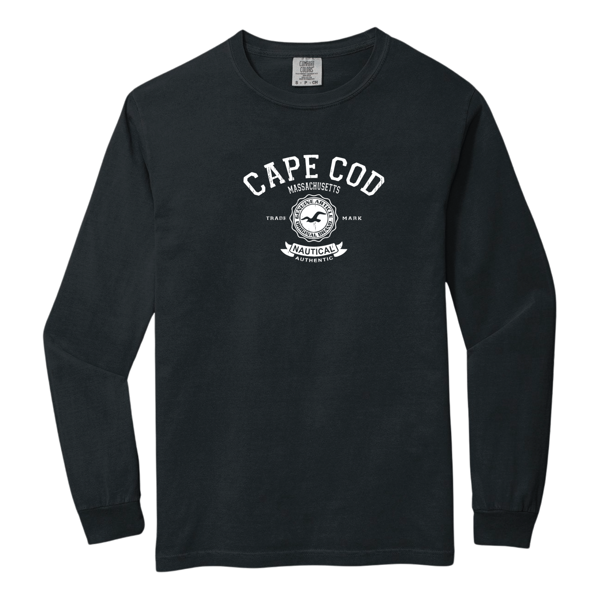 Cape Cod Graphic Comfort Colors Heavyweight Long Sleeve Tee, seagull