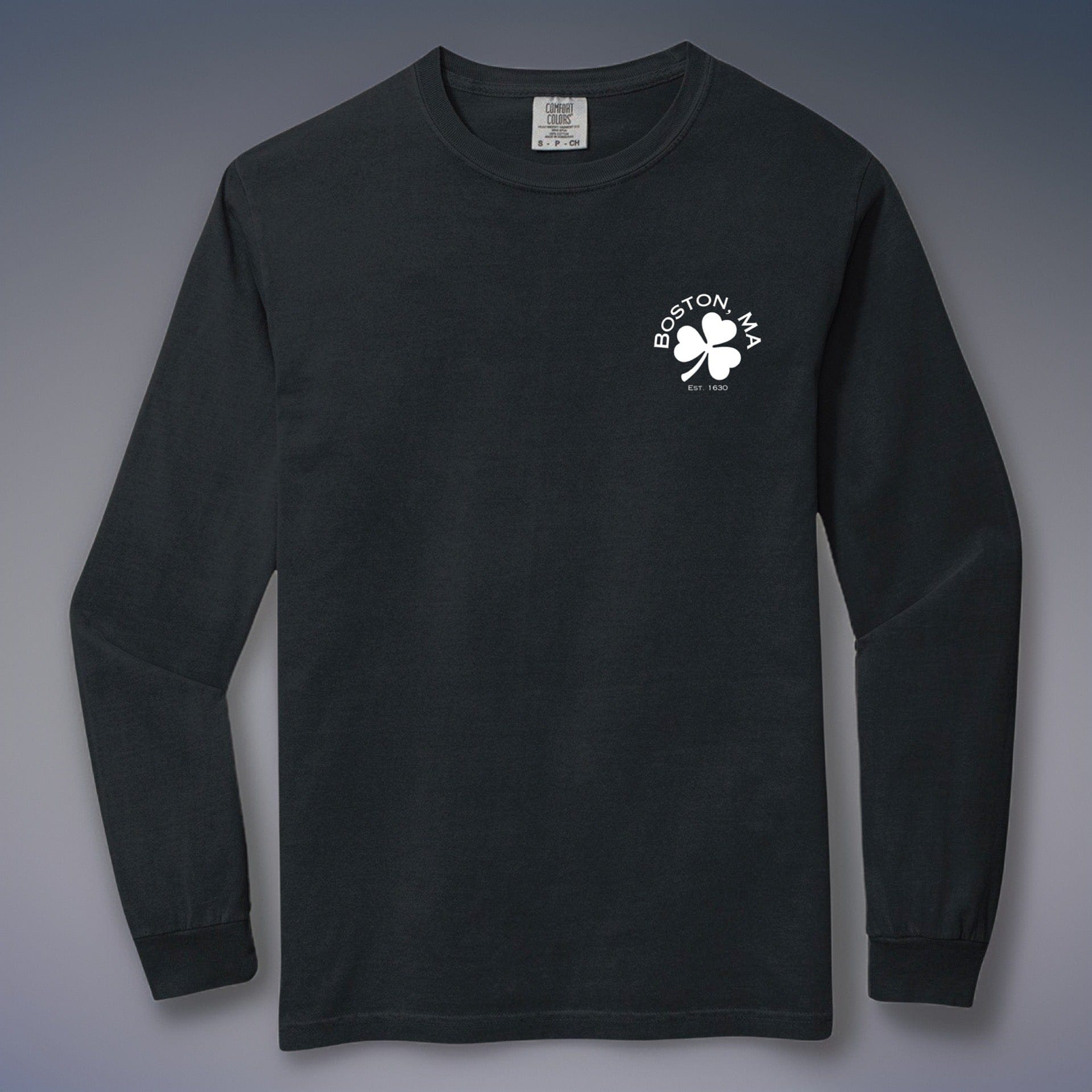 Boston Shamrock Comfort Colors Heavyweight Long Sleeve Tee