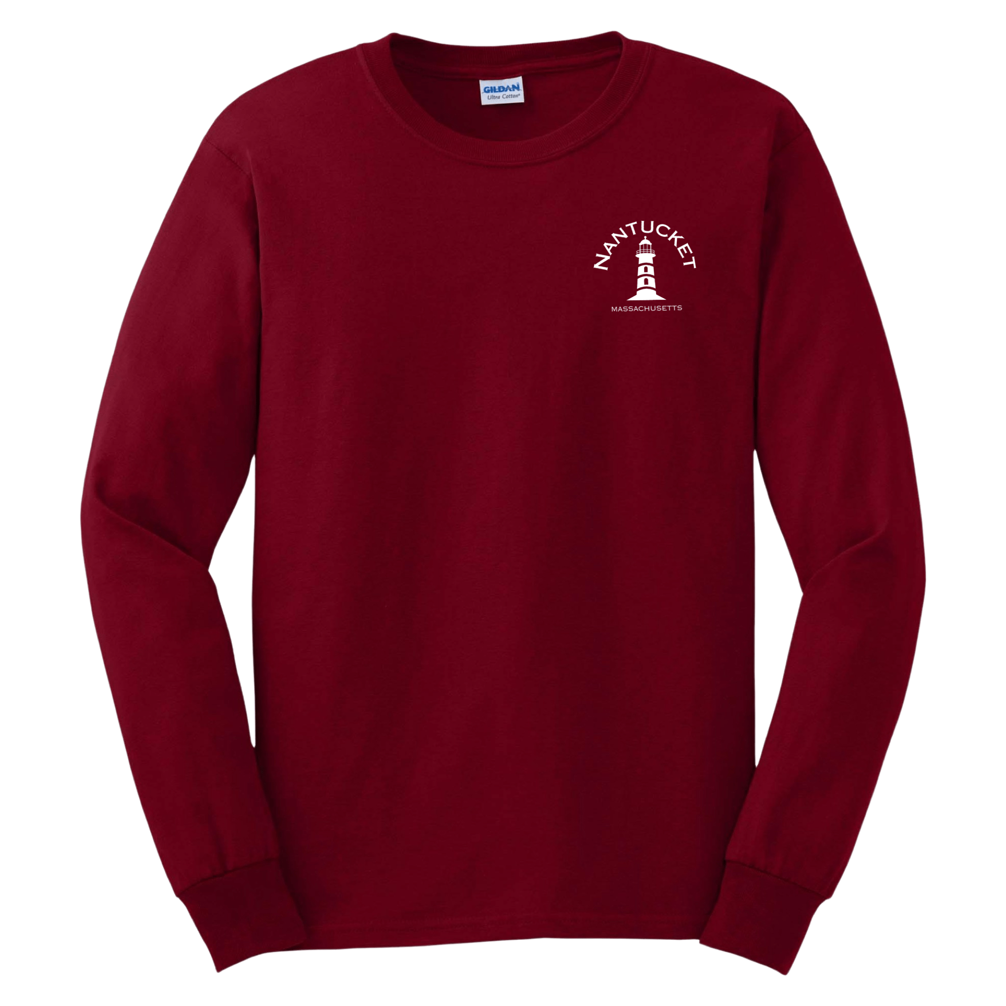 Nantucket Lighthouse Long Sleeve T-Shirt, cardinal red