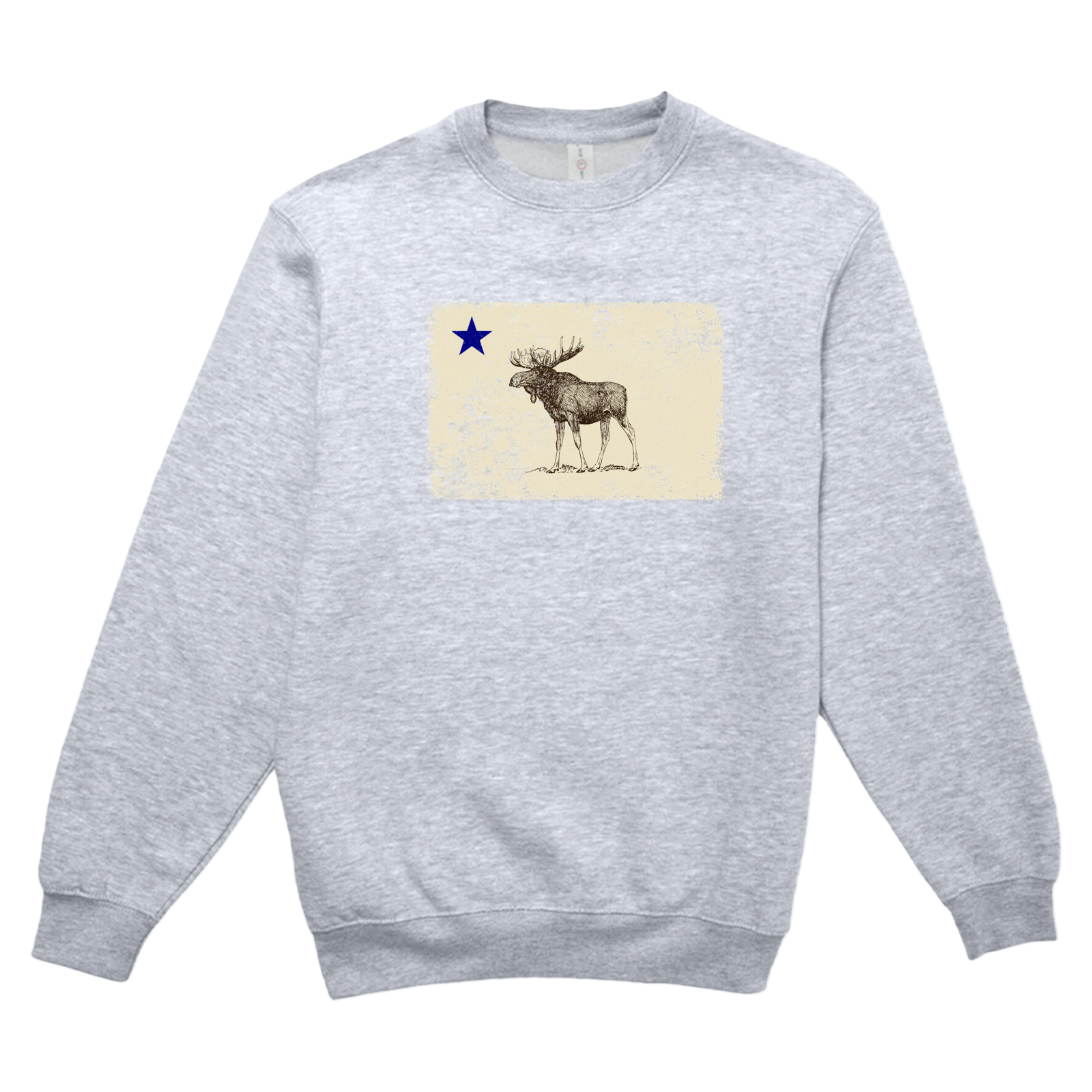 Classic Maine Moose Flag Soft Fleece Crewneck Sweatshirt