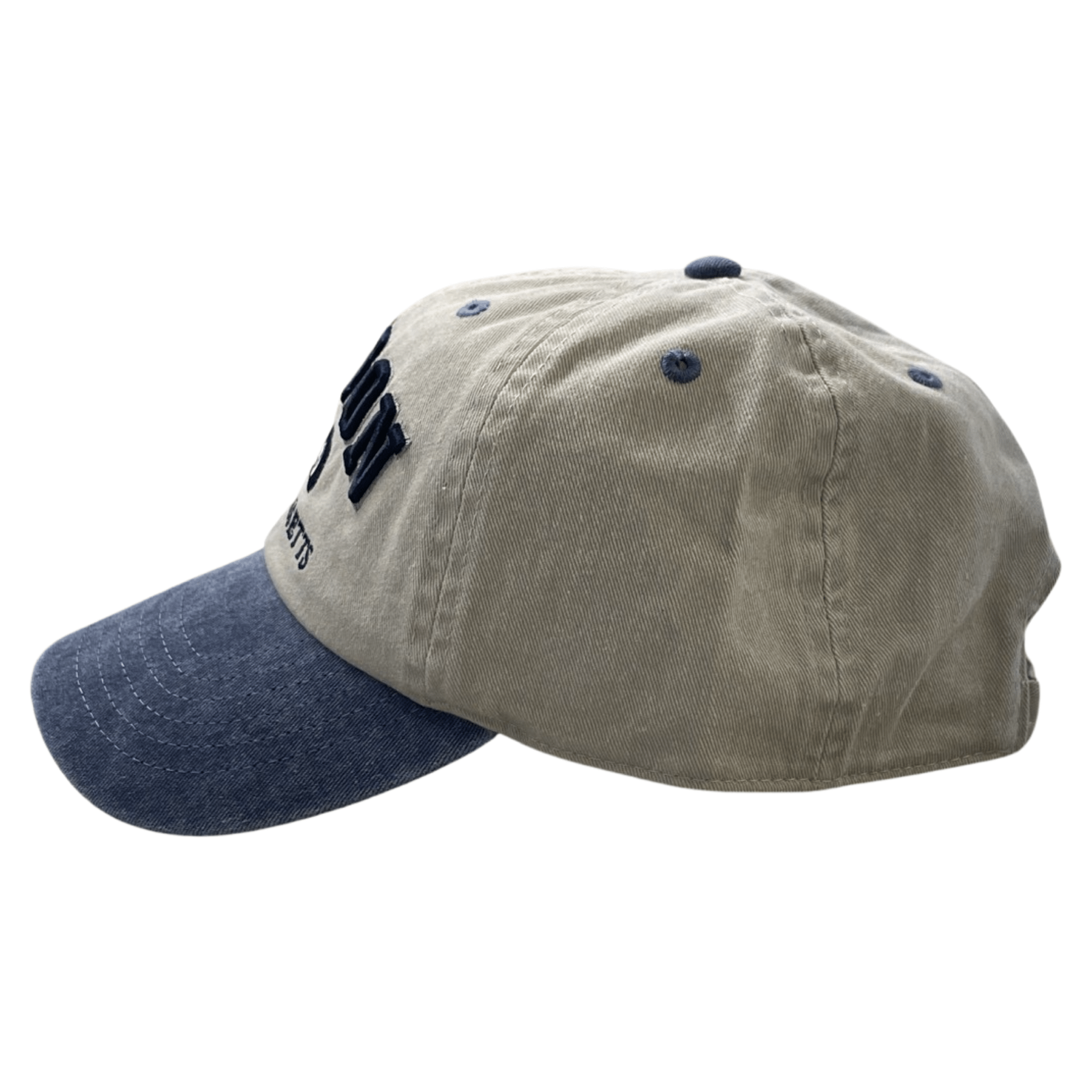 boston embroidered adjustable hat, grey and navy, side