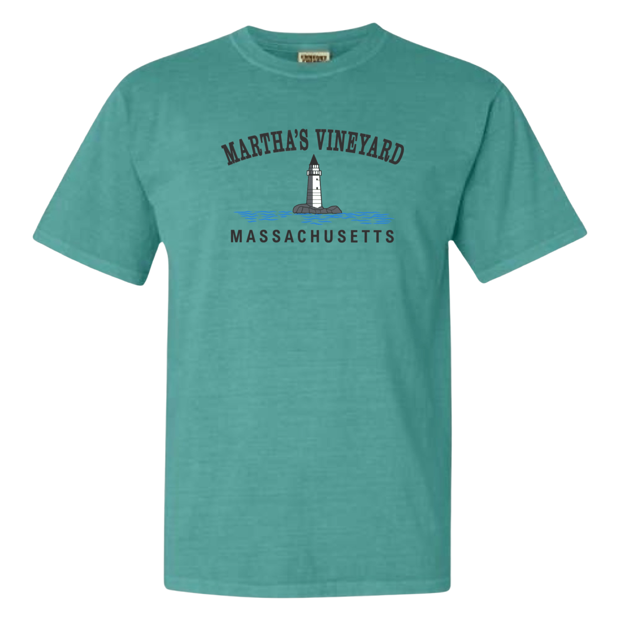 martha's vineyard big lighthouse comfort colors t-shirt, seafoam