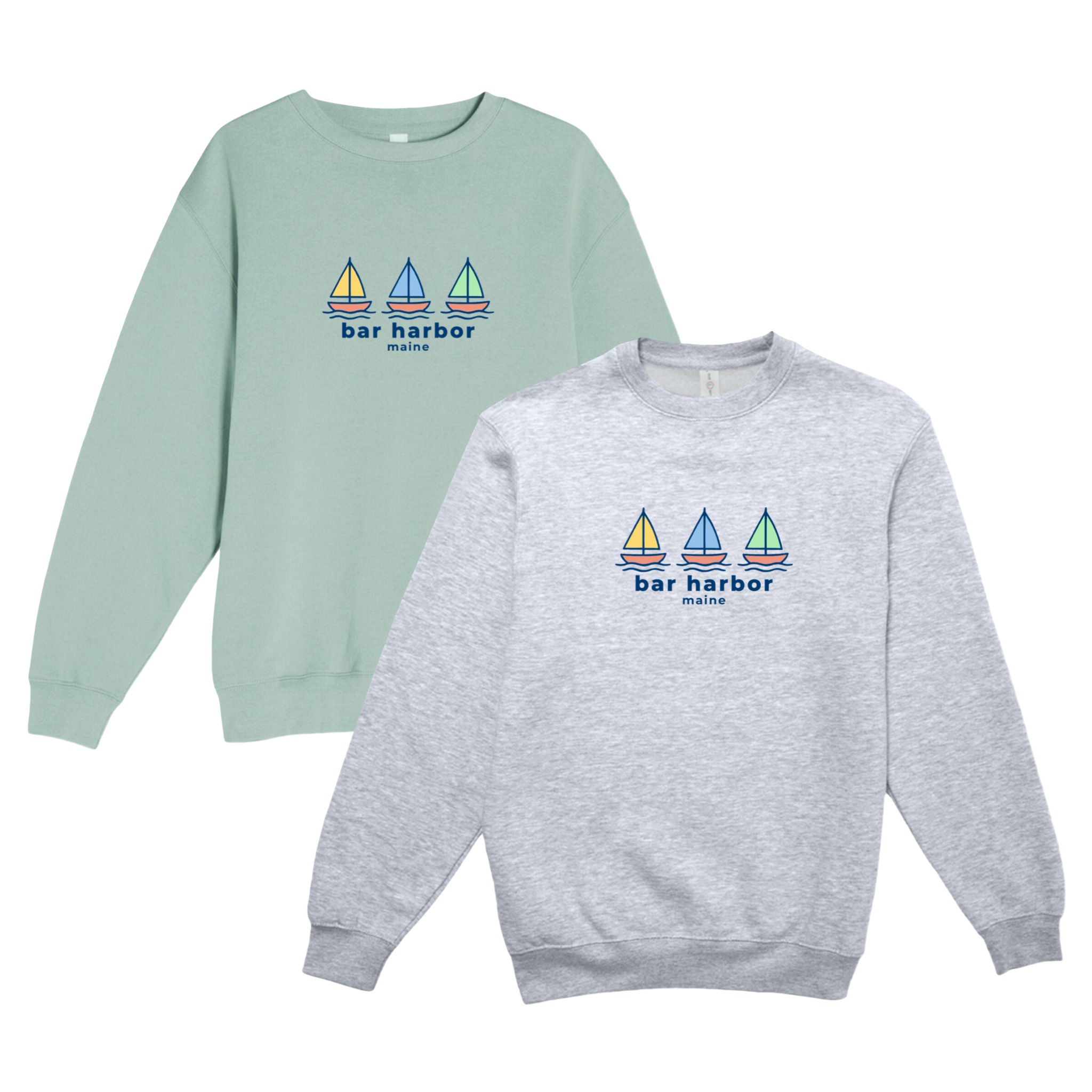 Bar Harbor Summer Sails Soft Fleece Crewneck Sweatshirt