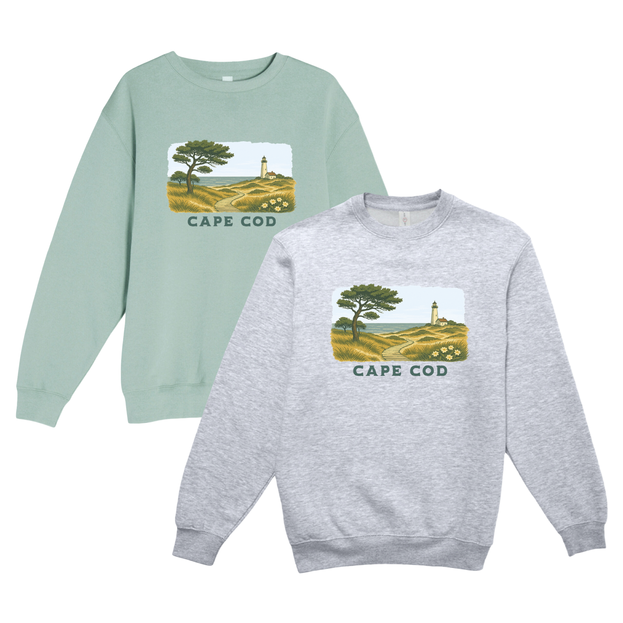 Cape Cod Serene Shoreline Soft Fleece Crewneck Sweatshirt