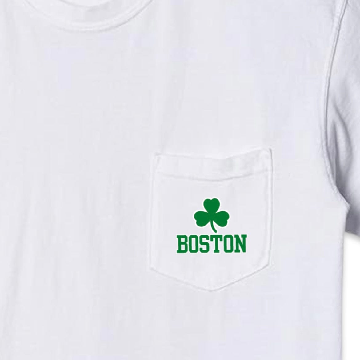 Boston Green Shamrock Comfort Colors Pocket Tee, white