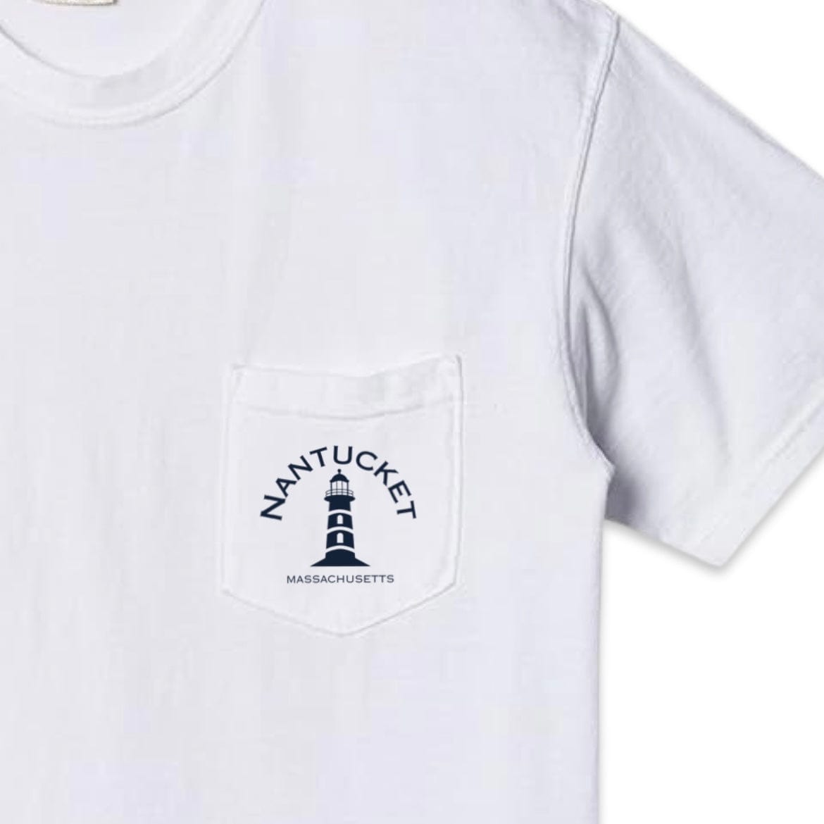 Nantucket Lighthouse Comfort Colors Pocket Tee