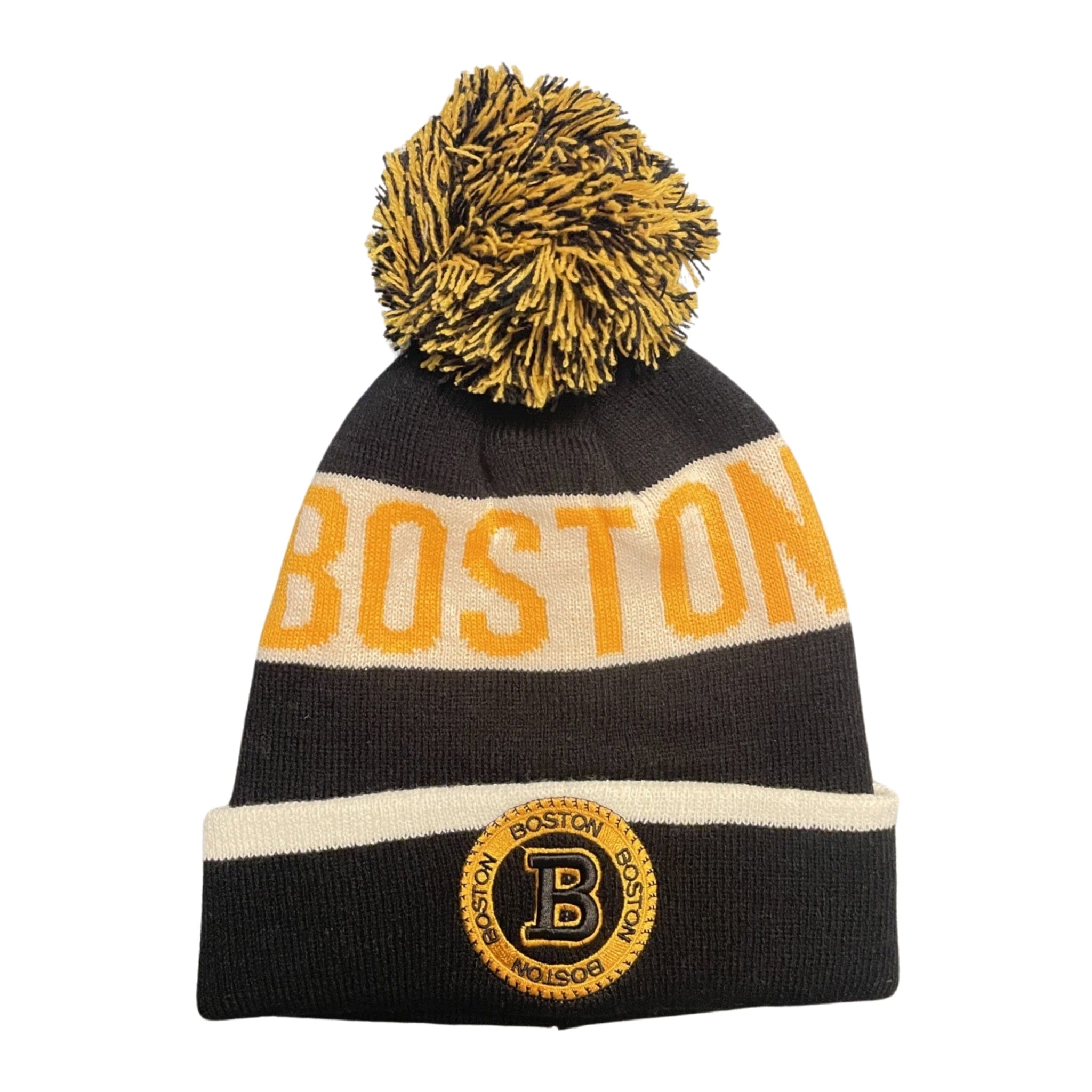 boston pom beanie, gold