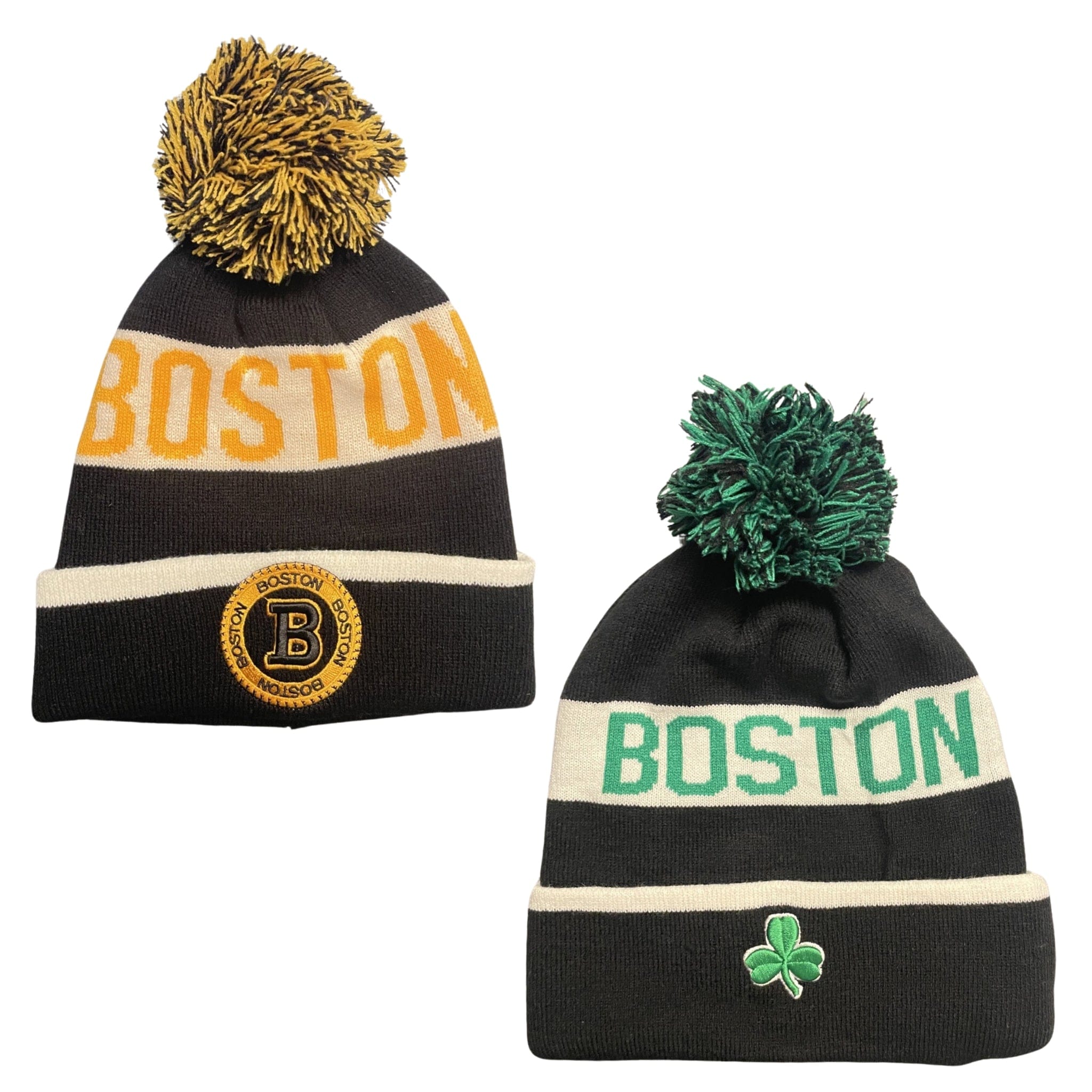 boston pom beanie, both colors