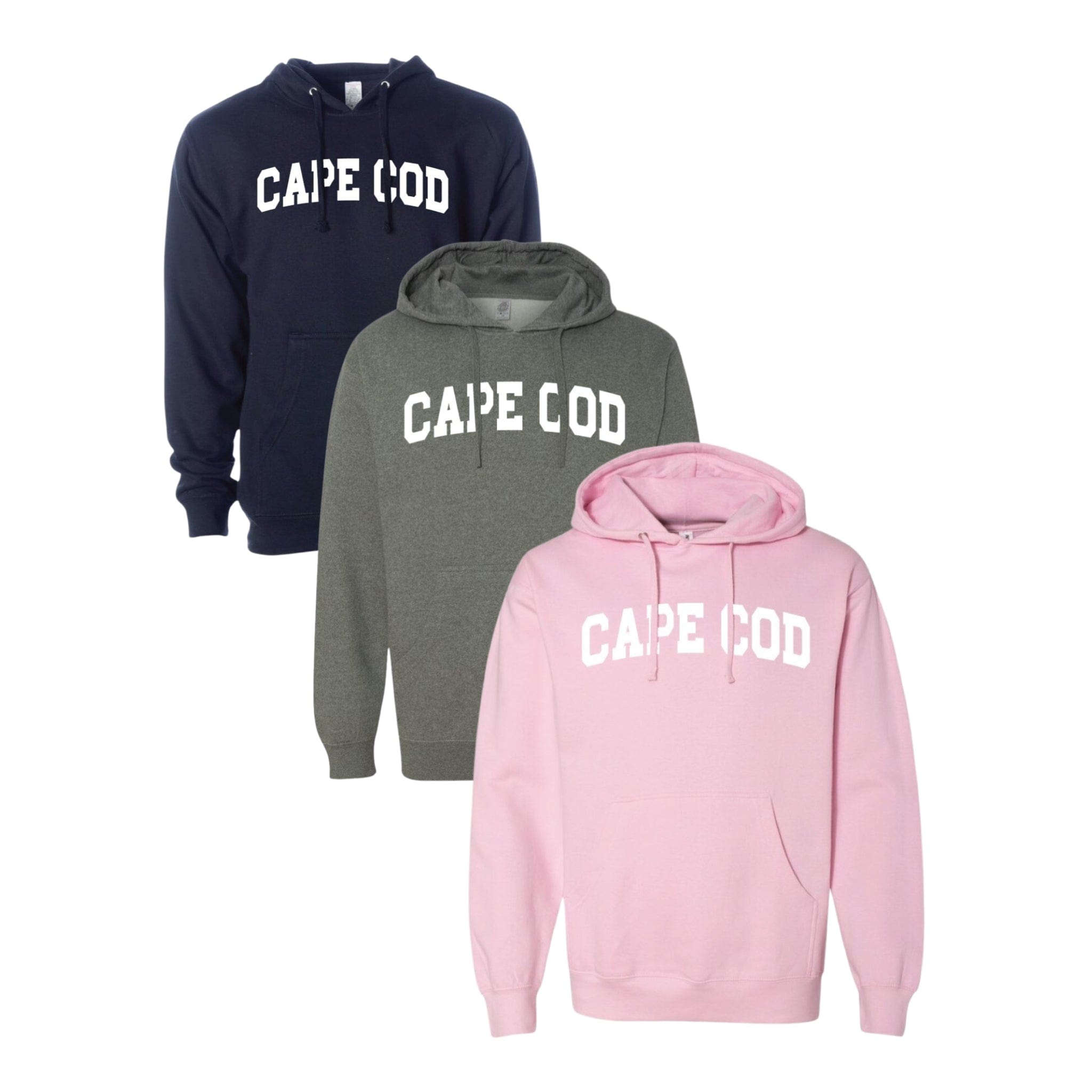 Cape Cod Essential Hoodie, navy, gunmetal heather, pink