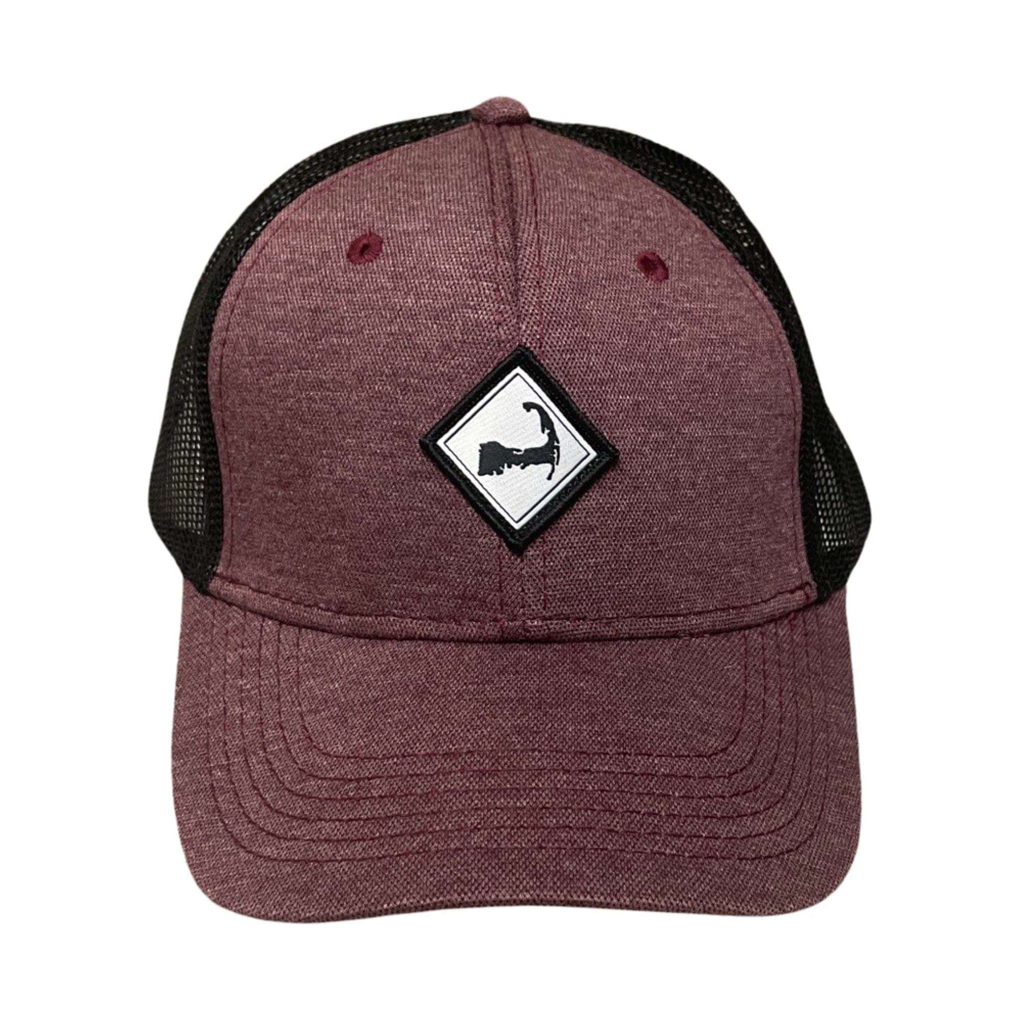 Cape Cod Silhouette Patch Mesh Snapback Hat, maroon