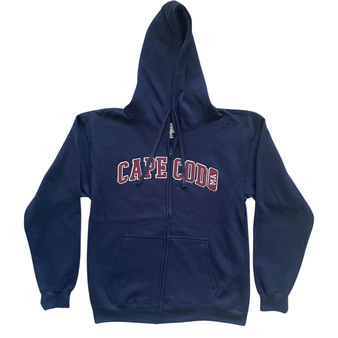 cape cod full zip applique, navy