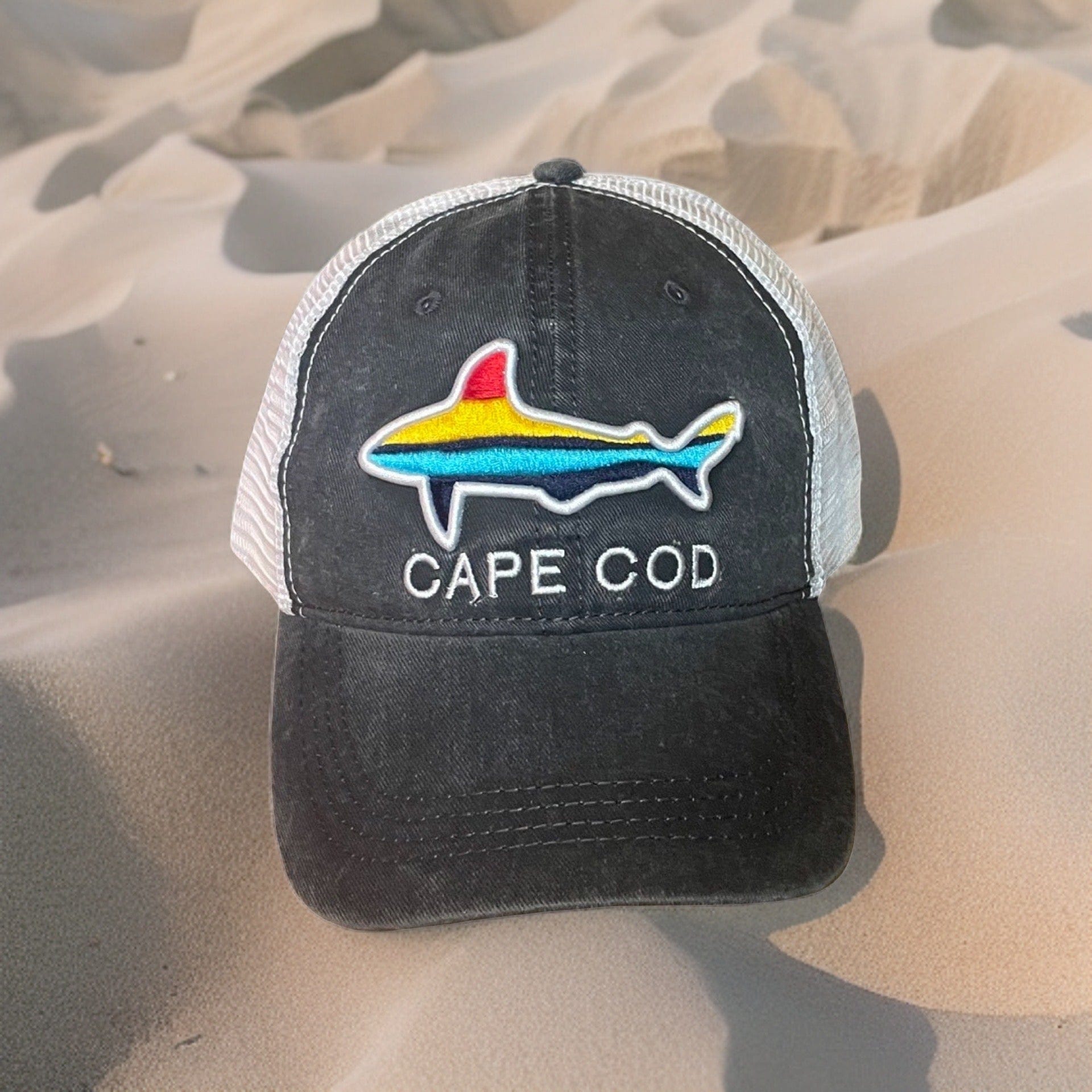 cape cod shark colorful snapback hat