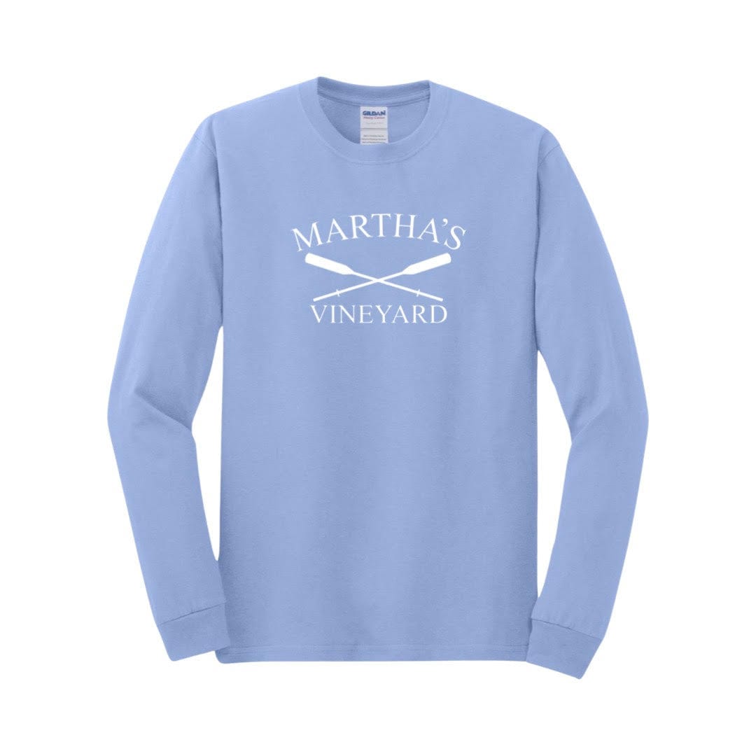 marthas vineyard crossed oar long sleeve t-shirt, carolina blue