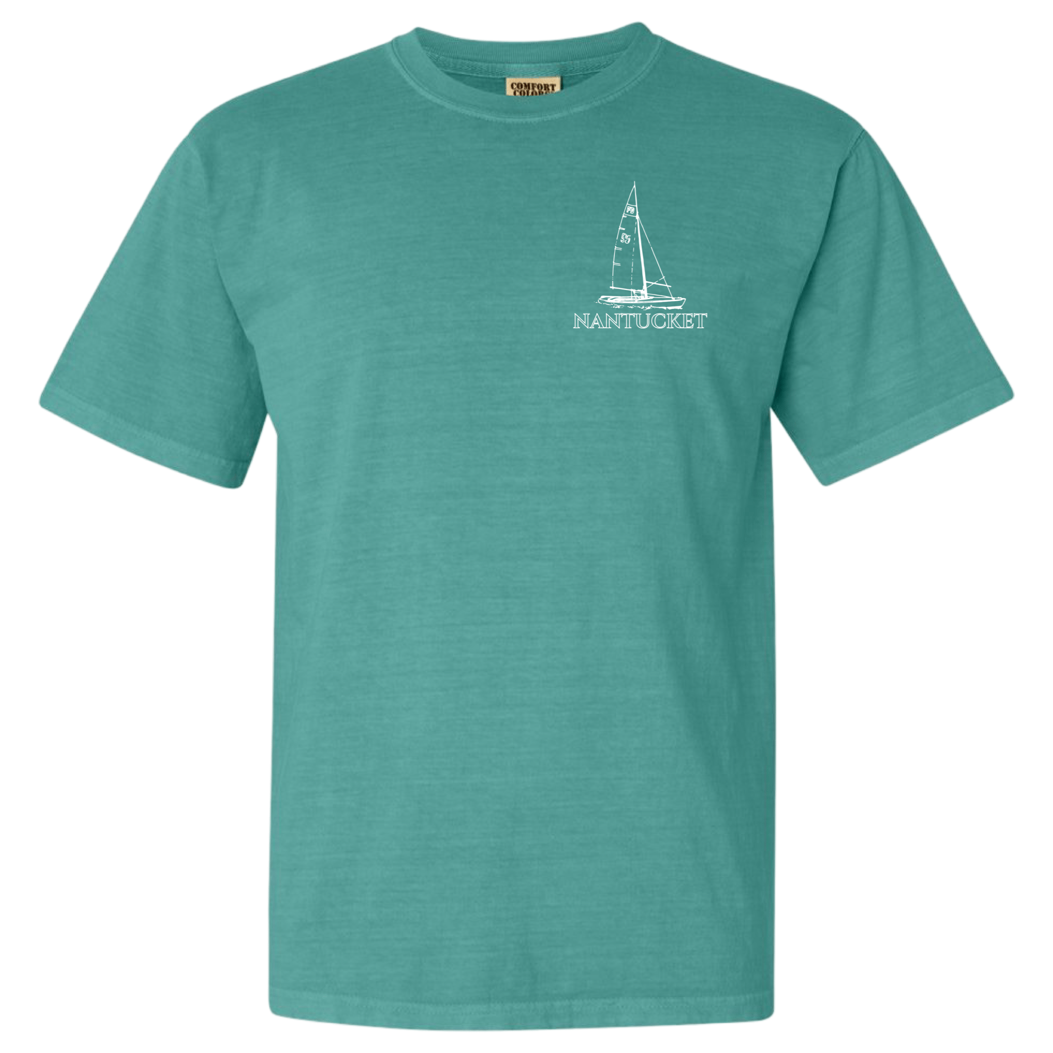 Nantucket Sailboat Comfort Colors T-Shirt, seafoam