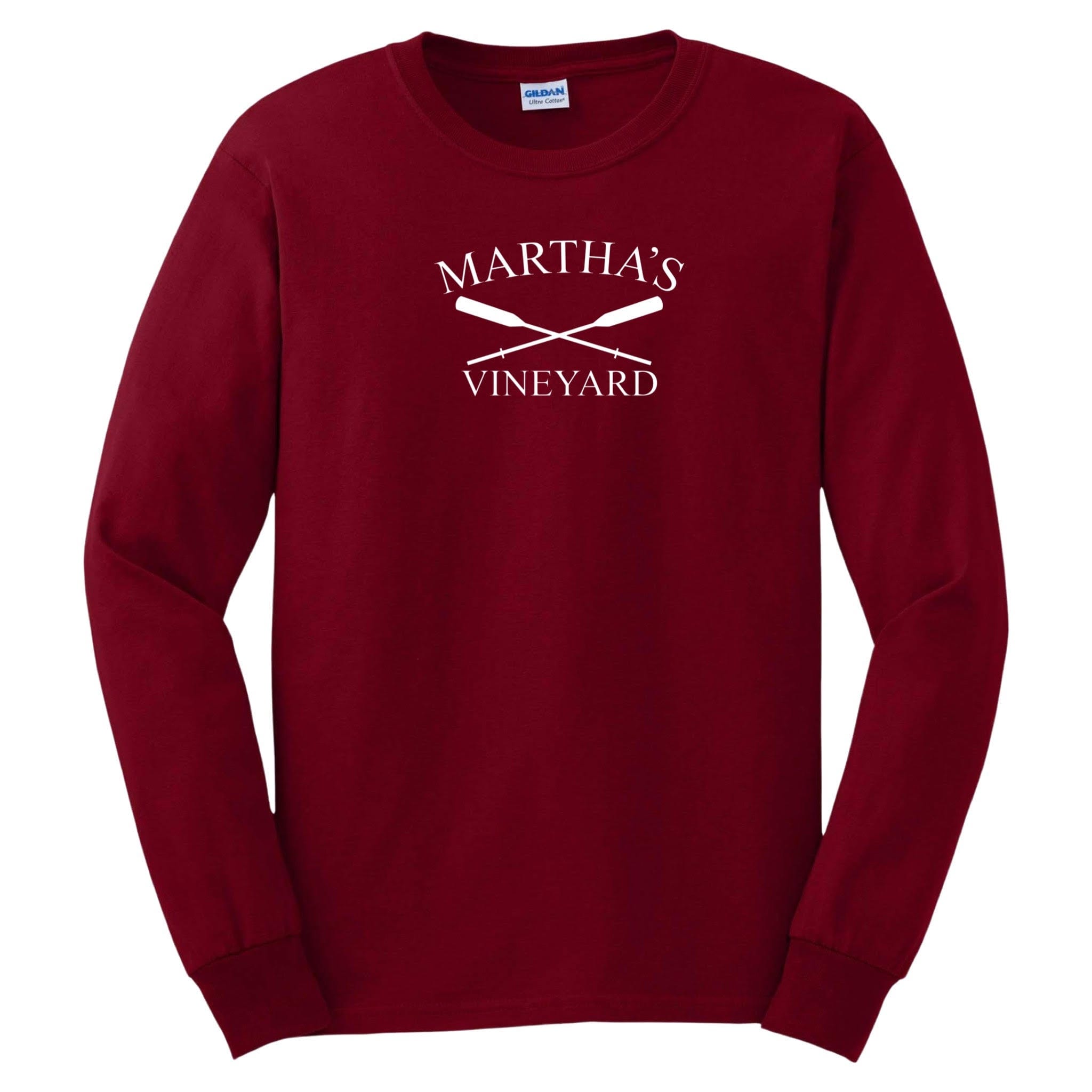 marthas vineyard crossed oar long sleeve t-shirt, cardinal red