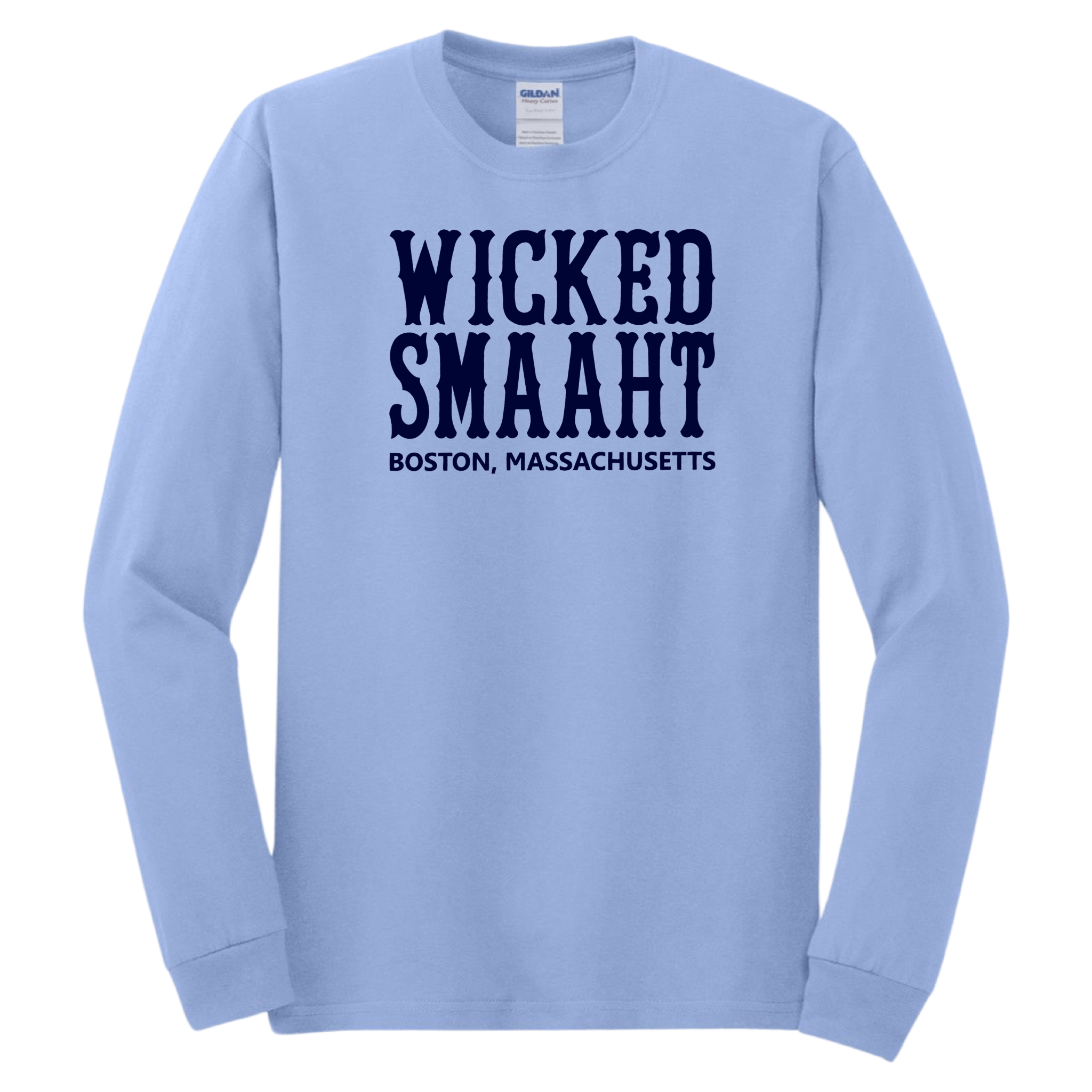 Boston Wicked Smaaht Long Sleeve T-Shirt, carolina blue