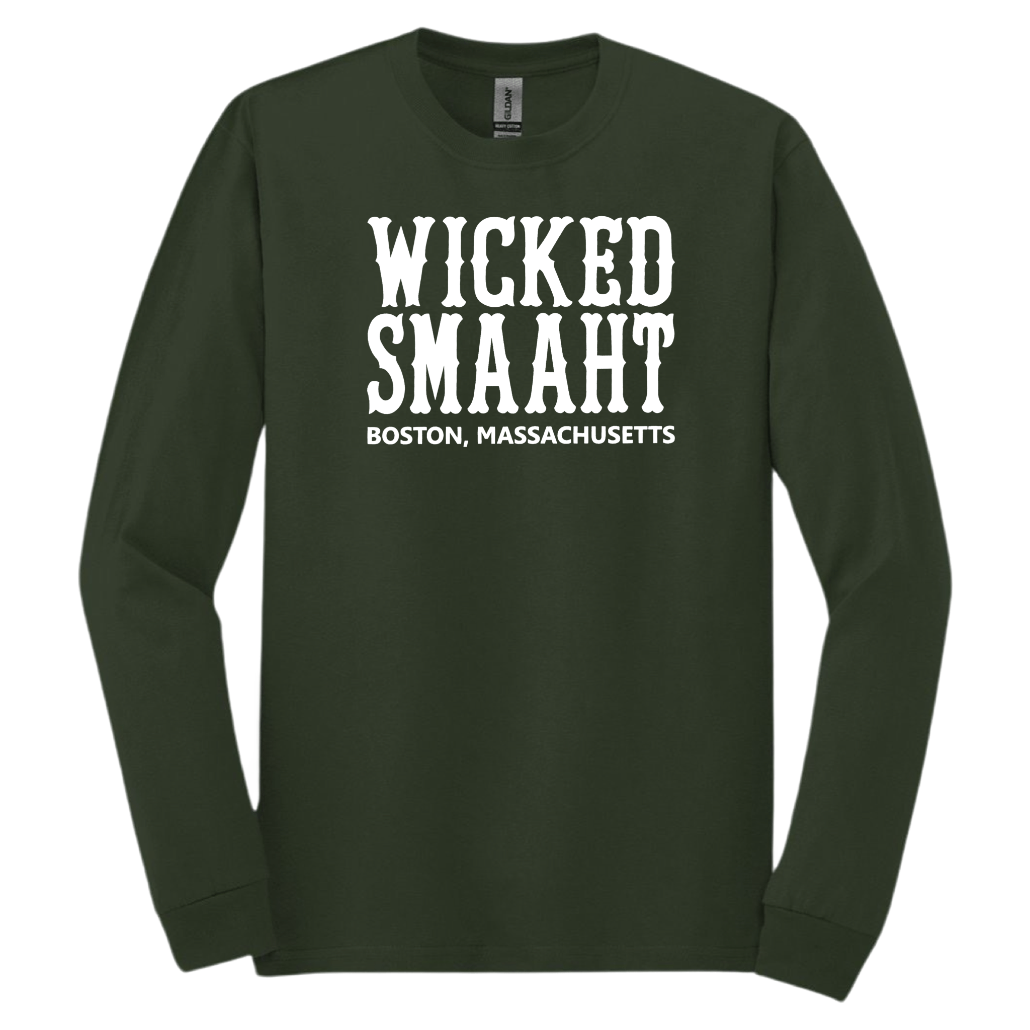 Boston Wicked Smaaht Long Sleeve T-Shirt, forest green